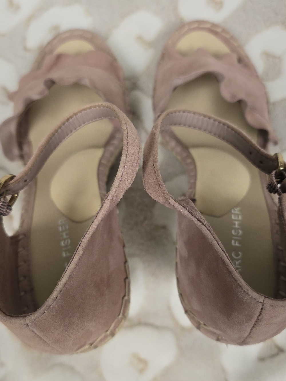 Marc Fisher Mauve Suede Ruffle Espadrille Wedges - Picture 9 of 10